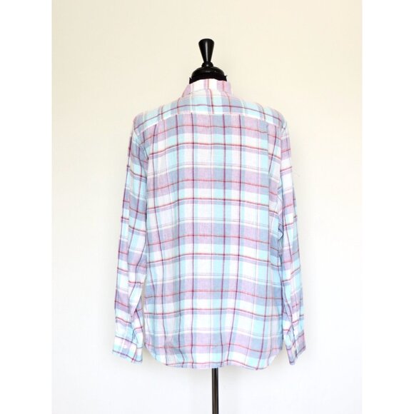 NEW! Tommy Bahama 100% Linen Plaid Long Sleeve Button Front Shirt SZ L - Picture 3 of 6